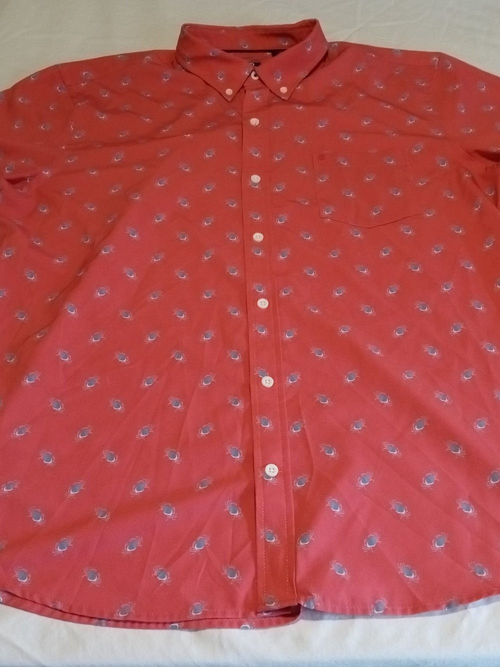 Izod Pink Blue Crabs Polyester Shirt Men's Size XL